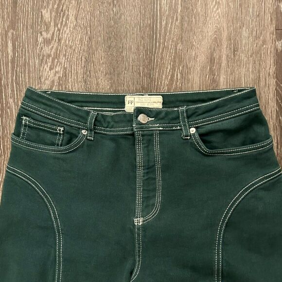 Free People High-Rise Foxy Flare Jeans Green Size 29R Retro Boho Stretch Denim - Picture 7 of 10